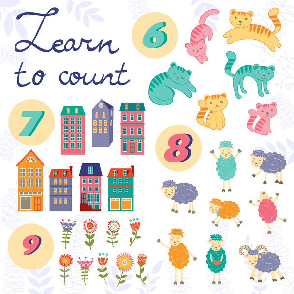 Learn to count concept set of cute graphic elements - ベクター画像