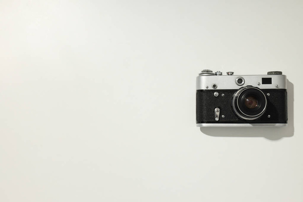 Vintage camera on white background, space for text - Photo, Image