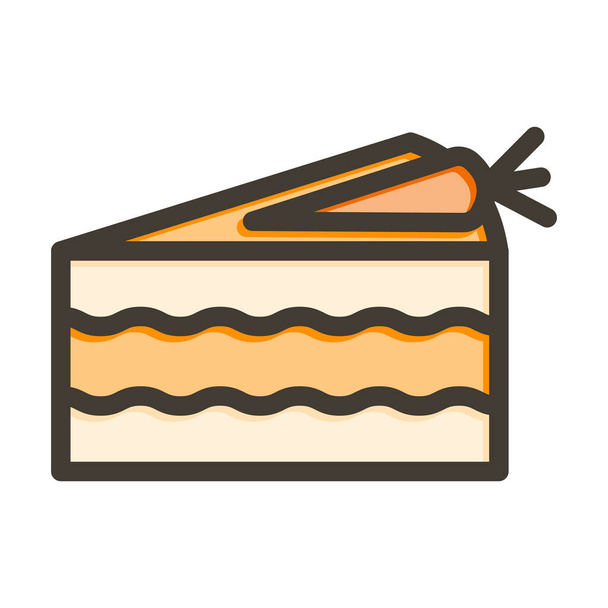 Морквяний торт Векторна товста лінія заповнених кольорів піктограма для особистого та комерційного використання - Вектор, зображення