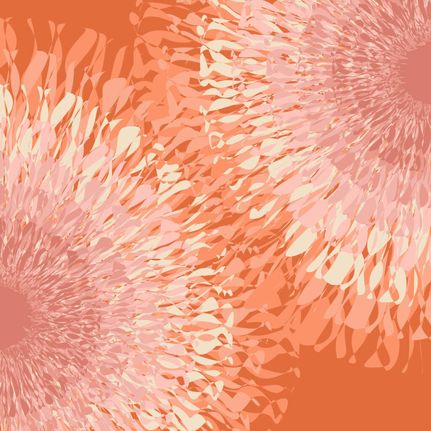 Ilustración de estilo retro abstracto de destello solar en rosa, rosa pastel, beige, naranja y naranja pastel sobre fondo naranja - Foto, Imagen