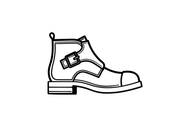 Monk Strap Boots bruine schoenen en schoeisel Flat Color Icon set geïsoleerd op witte achtergrond vlakke kleur vector illustratie Pixel perfec - Vector, afbeelding