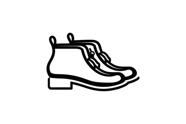 Siyah şık püsküller Ayakkabılar ve Düz Renk Simgesi beyaz arka plan düz renk çizimi mükemmel - Vektör, Görsel