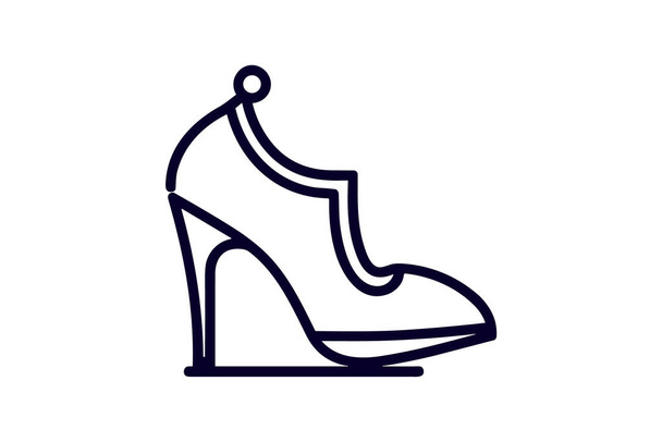 Cilt Pompası Kadın Ayakkabıları ve Ayakkabı Düz Renk Simgesi Beyaz arkaplan düz renk çizimi mükemmel - Vektör, Görsel
