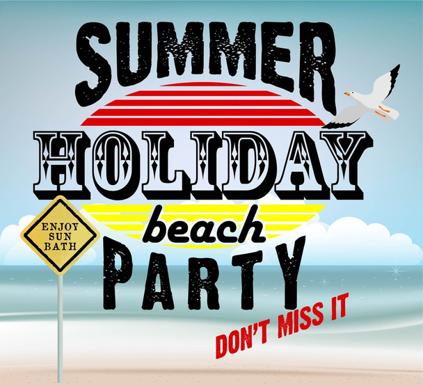 Print poster or flyer with beach background or illustration - Vector, Imagen
