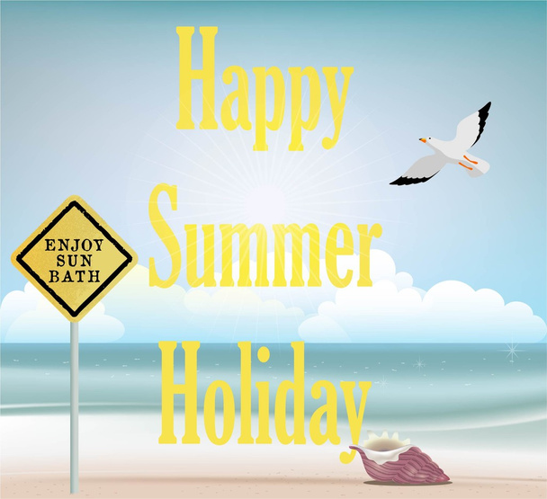 Summer holiday with beach background or illustration - Vector, afbeelding