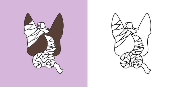 Clipart Halloween Německý ovčák pestrobarevný a černobílý. Roztomilý klip Halloween Dog. Roztomilý vektor ilustrace Kawaii halloween zvíře v mamince kostým.  - Vektor, obrázek