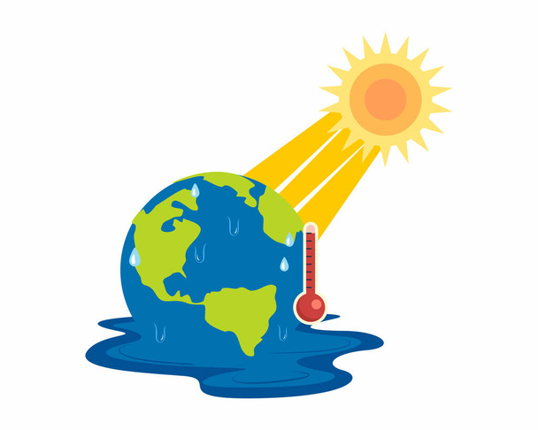 Állítsa meg a globális felmelegedés, hogy megmentse a bolygót a magas hőmérséklet és a meleg időjárás a Földön ökológiai problémák - Vektor, kép