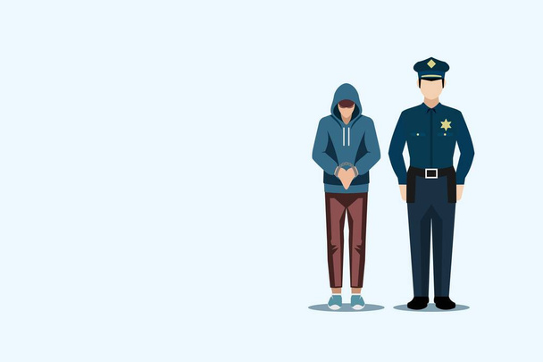 ανήλικος παραβατικότητα έφηβος με την αστυνομία αντίγραφο σχεδιασμό χώρο - Διάνυσμα, εικόνα
