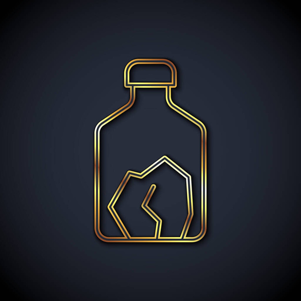 Gold line Ore mining icon isolated on black background.  Vector - Vektor, kép