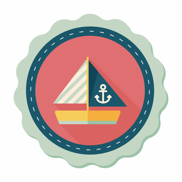 Barca a vela icona piatta con lunga ombra
 - Vettoriali, immagini