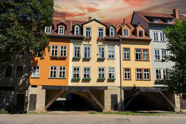 Παλιά πόλη στο Erfurt με τη γέφυρα Kraemer - Φωτογραφία, εικόνα