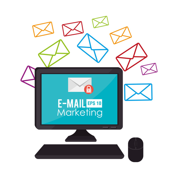 E-Mail Marketing Design, Vektorillustration. - Vektor, Bild