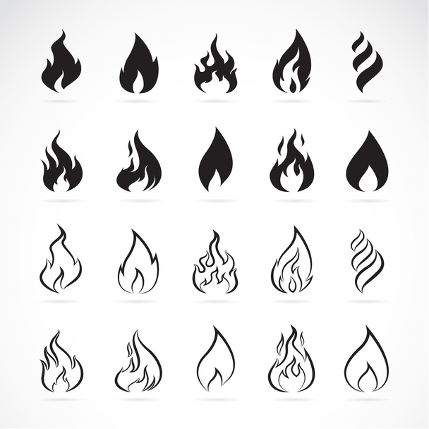Vector set of flame symbols on white background - Vector, Image