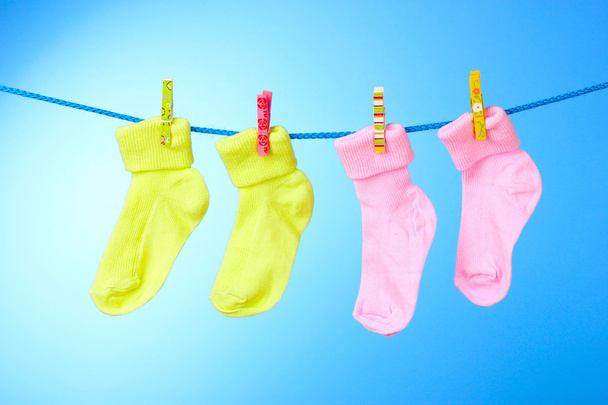 Children's socks on a rope - 写真・画像
