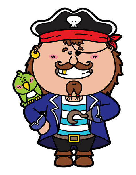 Funny Pirate and parrot. - Vector, Image