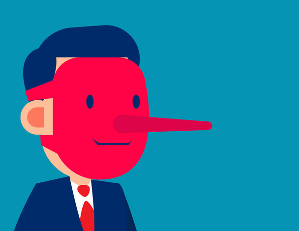 Businessmen on the mask of lies. Business falsehood and politics concept - Vektör, Görsel
