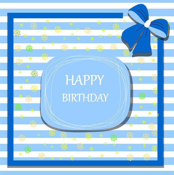 happy birthday card ribbon bow - Вектор,изображение