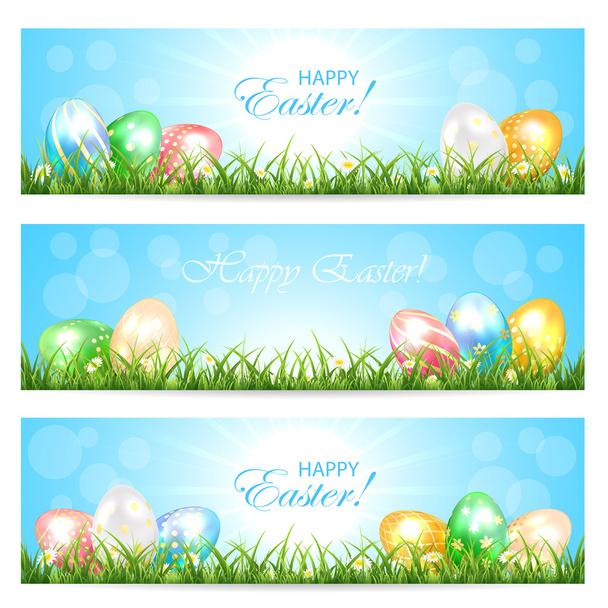 Easter cards with colorful eggs - Vektör, Görsel