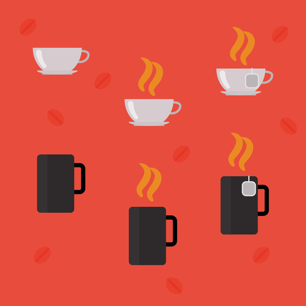 Tea and coffee cups and mugs. - Vector, Image