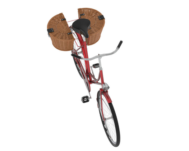 Klasyczny rower damski z koszami - Zdjęcie, obraz