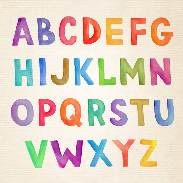 Akwarela wektor kolorowy alfabet odręczny - Wektor, obraz
