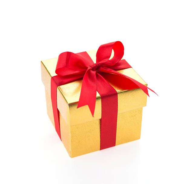 Christmas gold gift box - Foto, Imagen