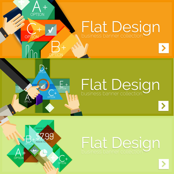 Flat design vector infographic banners with geometric infographics - Vector, Image