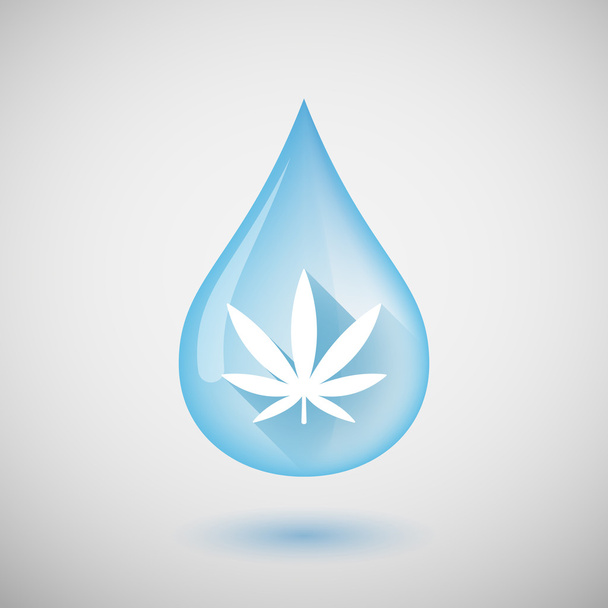 Goccia d'acqua con una foglia di marijuana
 - Vettoriali, immagini
