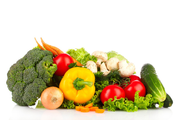 A set of fresh vegetables isolated on white - Photo, Image