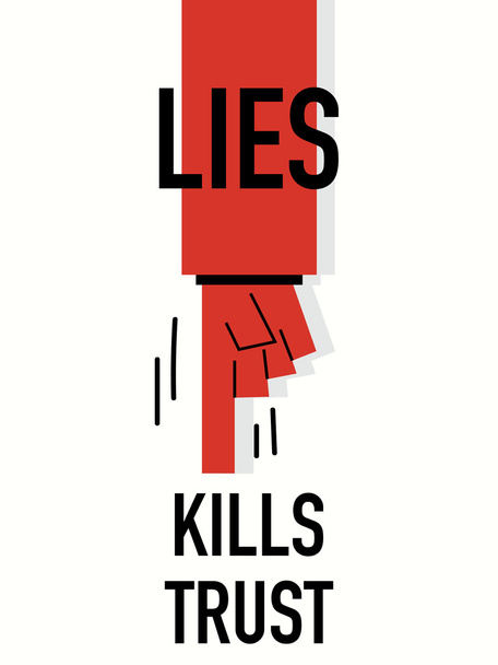 Λέξεις ψέματα σκοτώνει εμπιστοσύνη - Διάνυσμα, εικόνα