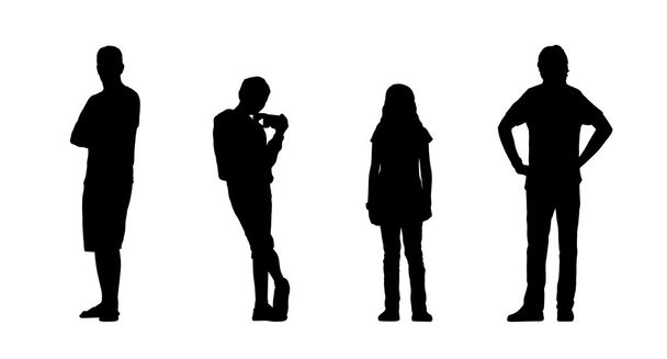 People standing outdoor silhouettes set 24 - Photo, Image