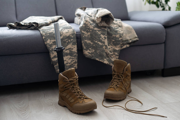 military army uniform and prosthesis. - Photo, Image
