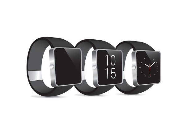 Zwarte moderne Smartwatch Wearable Set - Vector, afbeelding