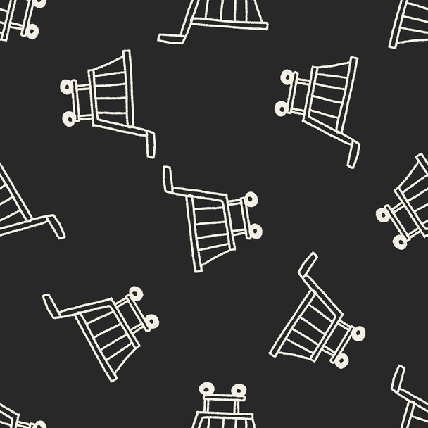 Doodle Shopping cart seamless pattern background - Διάνυσμα, εικόνα