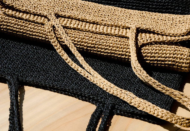 ECO bags made of raffia. Two women's bags made of ecological material. - Photo, Image