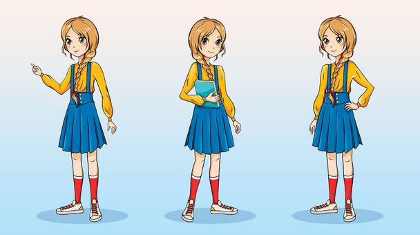 Anime dziewczyna w różnych pozach - Zdjęcie, obraz