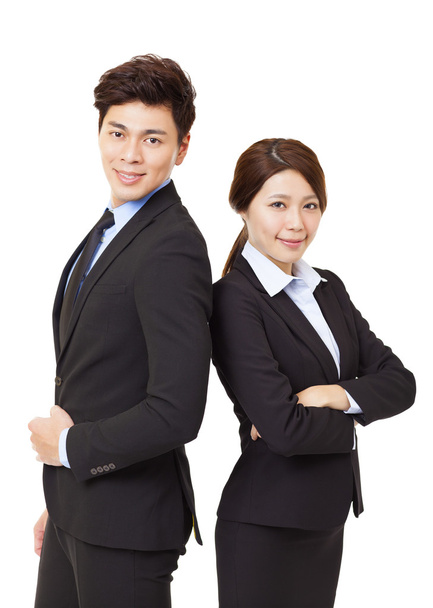 young business man and woman isolated on white - Φωτογραφία, εικόνα