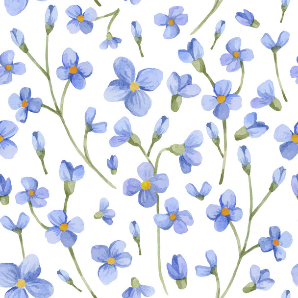 Watercolor seamless  pattern with flowers and branches. Floral s - Вектор,изображение