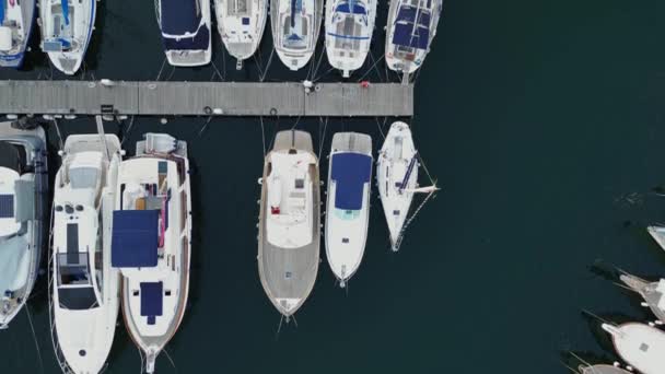 Κηφήνας άποψη του κόλπου της θάλασσας με βάρκες και σκάφη αναψυχής - Πλάνα, βίντεο