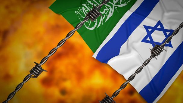 Israel y Hamás es una lucha política y militar prolongada y profundamente arraigada centrada principalmente en la Franja de Gaza y sus alrededores.. - Foto, Imagen