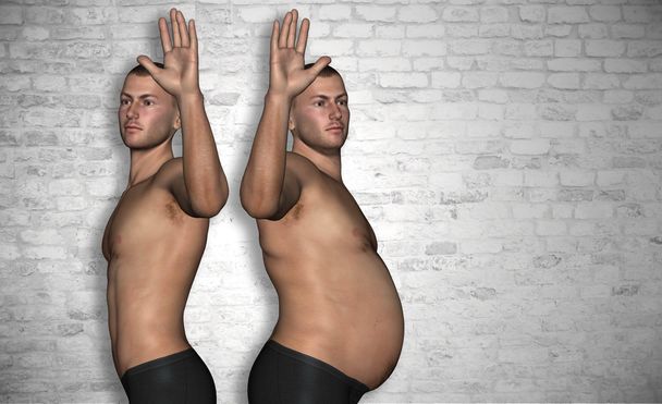 Overgewicht en slanke man - Foto, afbeelding