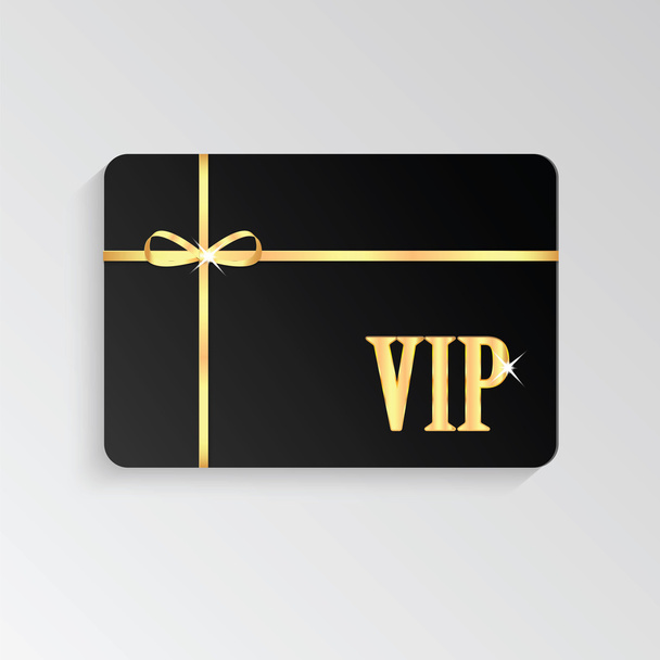 Cartões VIP dourados com letras brilhantes e fita
 - Vetor, Imagem