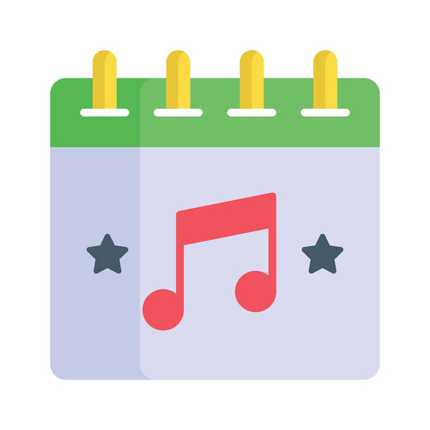Музична записка за календарем, концептуальний вектор музичного концерту - Вектор, зображення