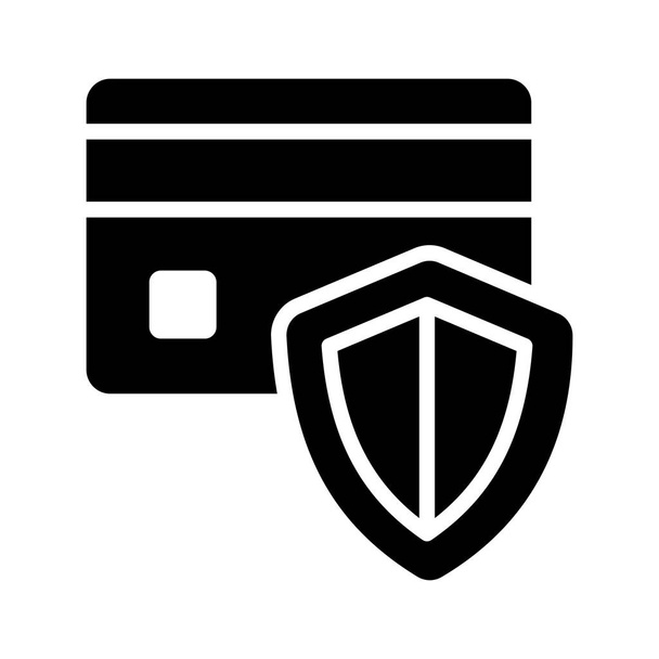 Kreditní karta finanční zabezpečení se štítem, online platba s bezpečnostním konceptem - Vektor, obrázek