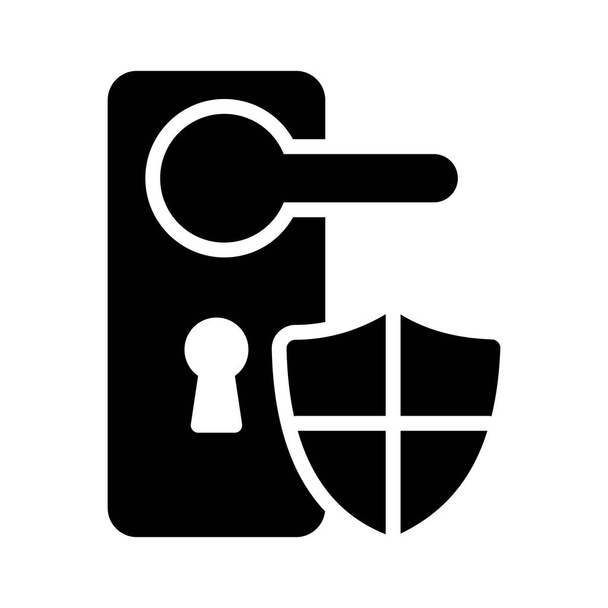 Door handle icon with shield. Locked door security icon - Vector, Image