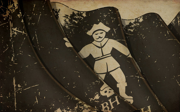 Фон ілюстрація старого паперу з принтом махаючого прапора Чорного Барта - Фото, зображення