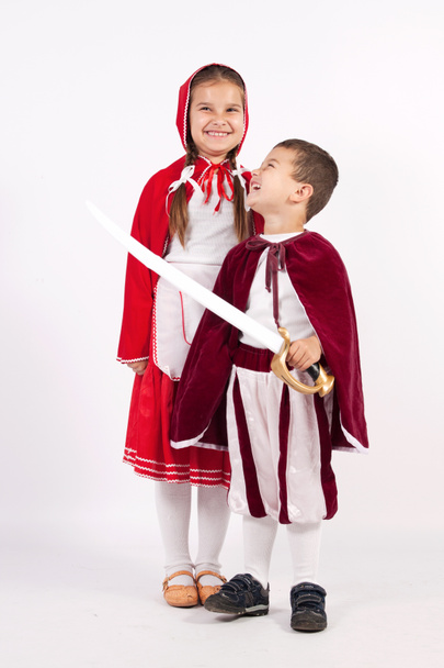 Girl and boy in costumes from fairy tales - Photo, Image