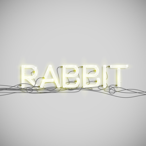 'RABBIT' made by neon font - Vetor, Imagem