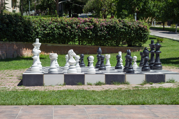 Gran ajedrez en un jardín
 - Foto, imagen