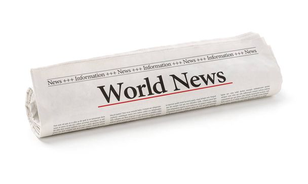 Periódico rodado con el titular noticias del mundo
 - Foto, imagen